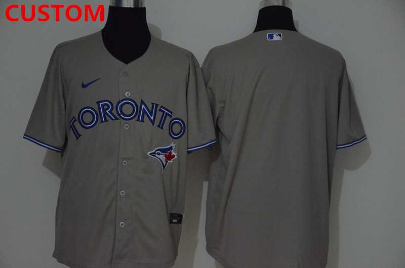 Men%27s Toronto Blue Jays Custom Gray Stitched MLB Cool Base Nike Jersey